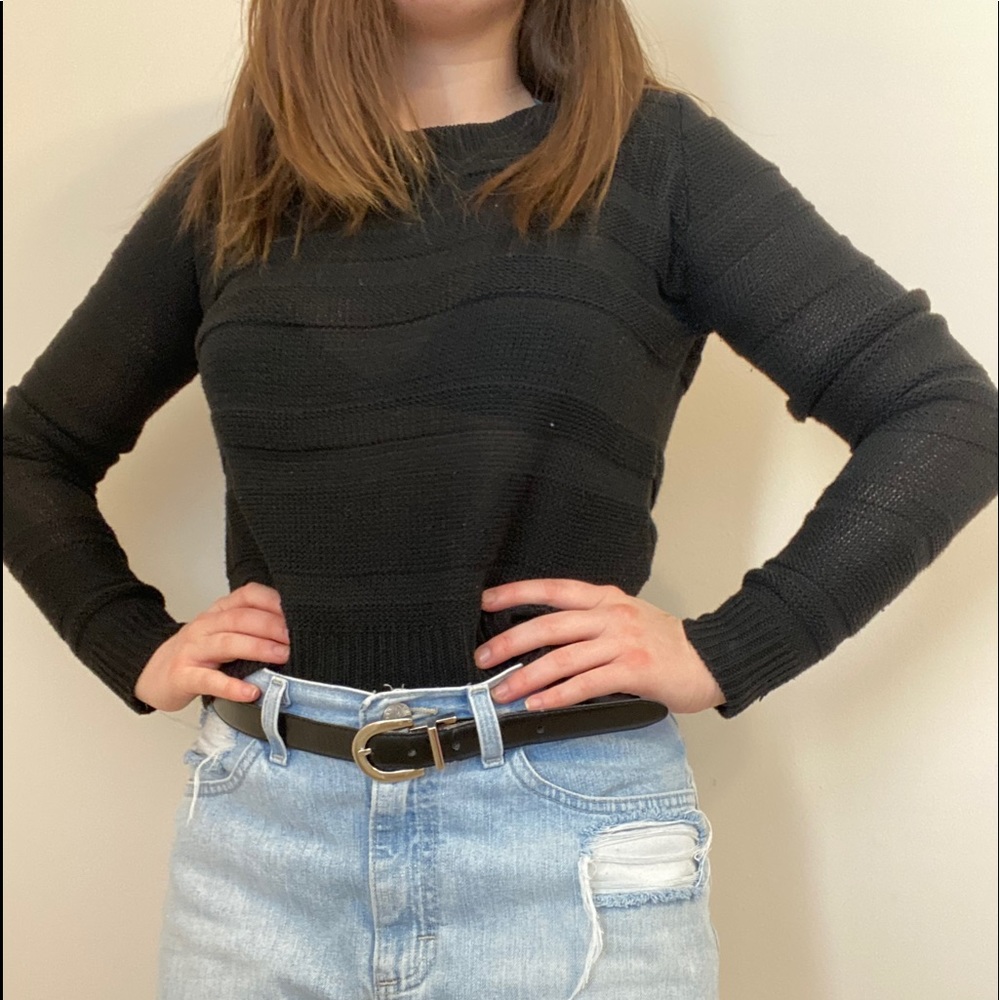 Black Sweater - subtle stripes